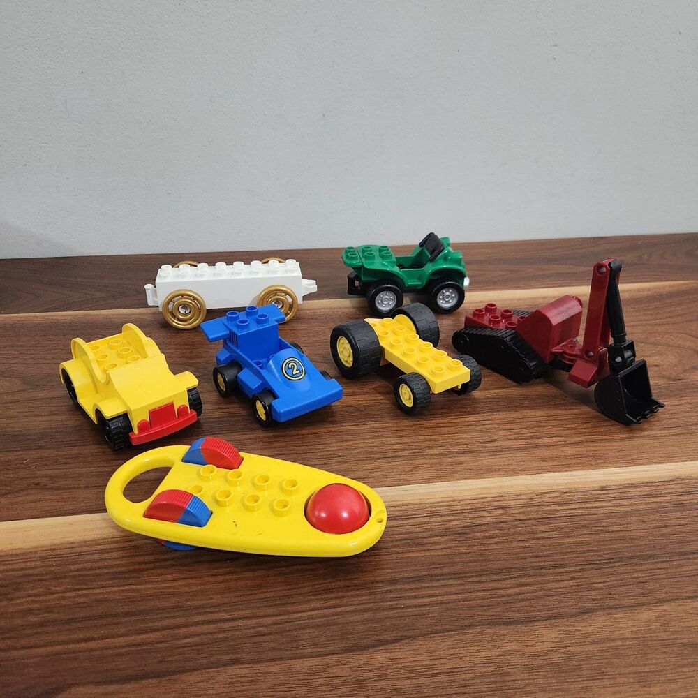 Lego Duplo Vehicle Rattle Lot of 7 Excavator Racecar Car